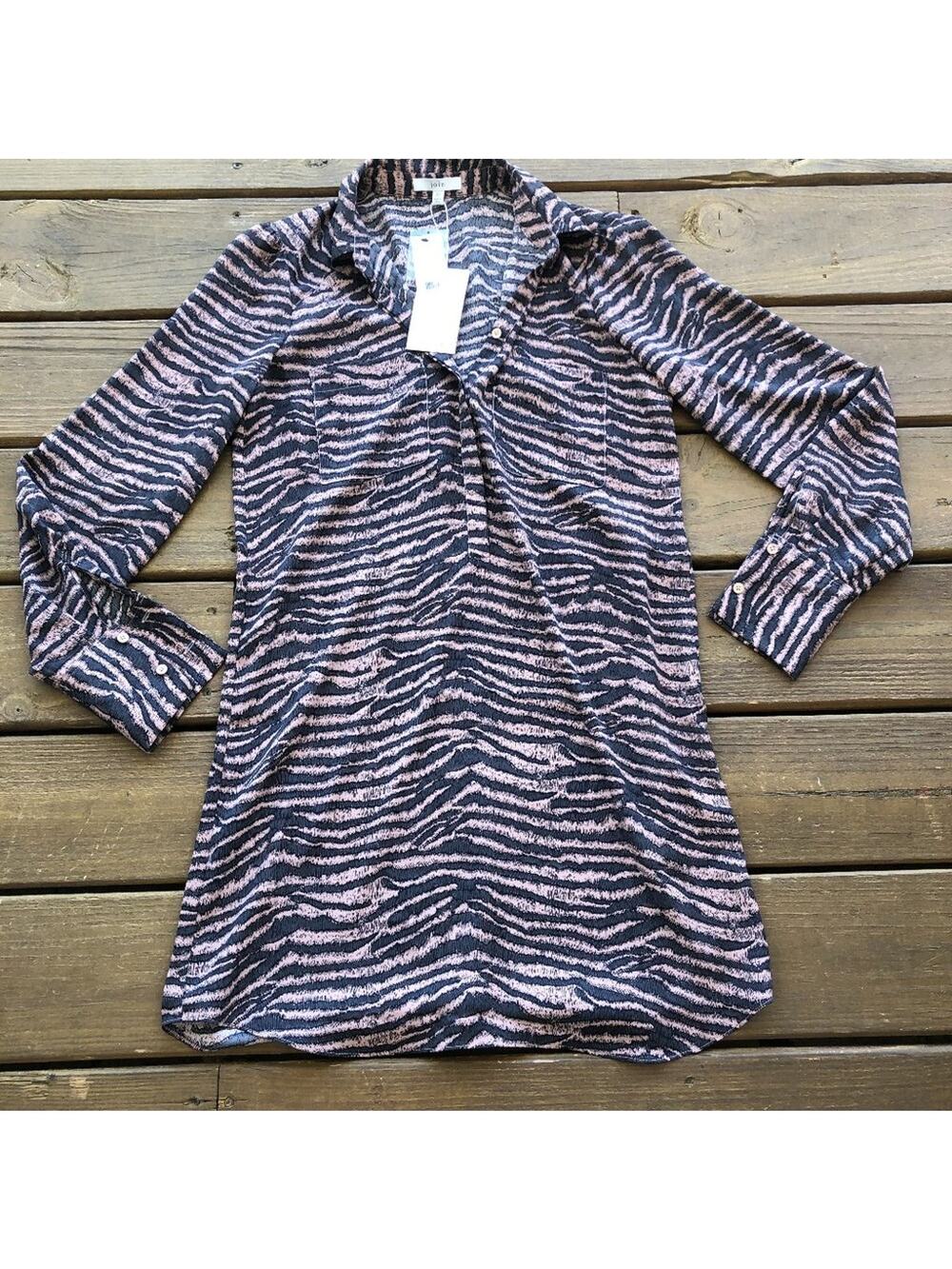 NWT Joie Ginger Long Sleeve Zebra Print Midi Dress